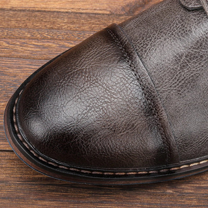 Retro Men's Casual Derby Shoes 2025 Fashion Leather Footwear New Style Men's Slip-On Comfortable Men Shoes