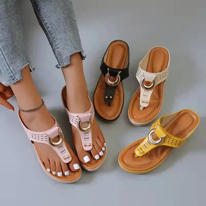 Women New Summer Sandals Open Toe Beach Shoes Flip Flops Wedges Comfortable Slippers Cute Sandals  Femme Plu Size 35~43