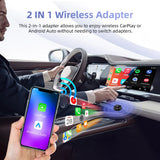 2025 New Adapter 2in1 Mini CarPlay Box Wired To Wireless CarPlay Android Auto Smart Box Bluetooth Connect Plug&Play For 98% Cars