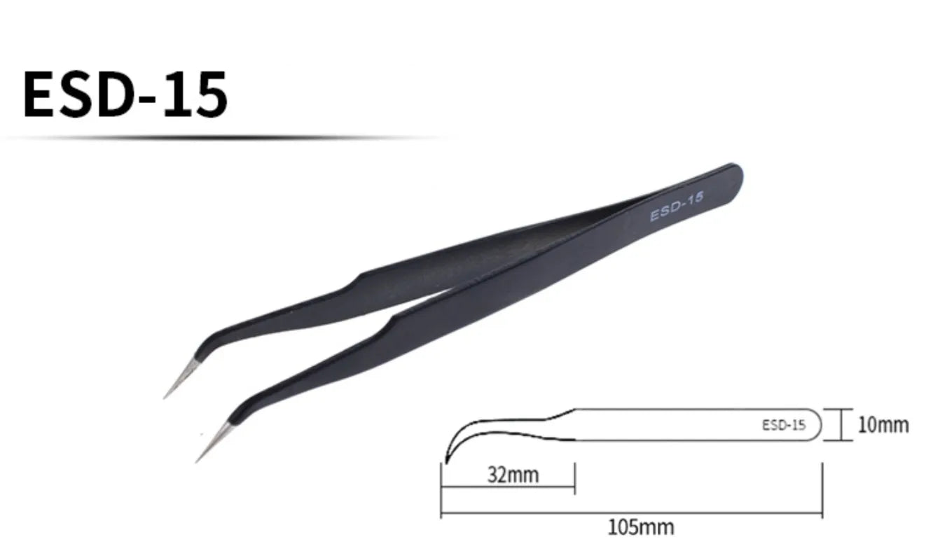 2/6pcs Precision Tweezers Set ESD Anti-Static Stainless Steel Tweezers Repair Tools for Electronics Repair Soldering Craft Tools