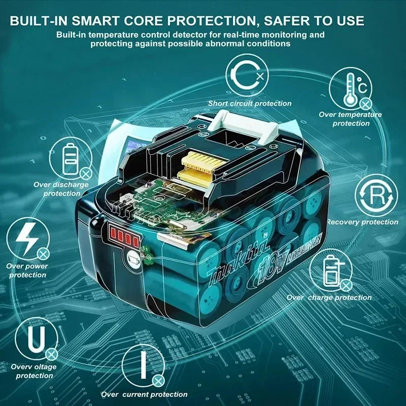 Makita-100% Original Rechargeable Power Tool Battery 5.0Ah 18V BL1830 BL1850 BL1840 BL1860 BL1815，Replaceable LED Lithium-ion