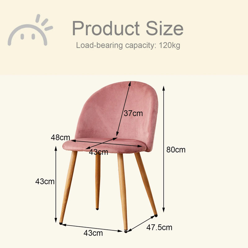 A Set Of 4 Dining Chairs With Soft Velvet And Metal Feet Suitable for Kitchen Dining Room Living Room Lounge(Pink/Green/Blue))