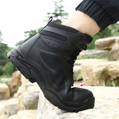 Latest 2023 Waterproof Men Leather Boots Steel Toe Cap Safety Work Shoes Anti Smashing Indestructible Construction Welding Boots