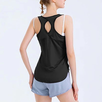 Verão de secagem rápida tanque superior seção fina malha sem costas solto casual versátil camisola yoga esportes camiseta fitness correndo colete