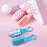 Juego de 2 cepillos y peines para bebé, portátiles, para recién nacidos y niños pequeños, cepillo de pelo suave, masajeador de cabeza, suministros para el cuidado del cabello de bebés y niños.