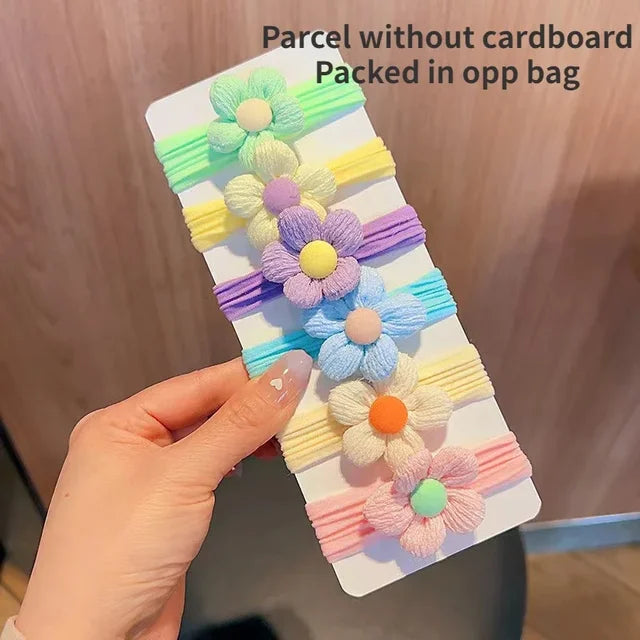 Coleteros elásticos de nailon con flores para niñas, lazos elásticos con forma de caramelo, coletas, diadema de goma, accesorios para coleteros, bonitos, 6 unidades 