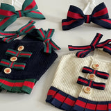 FATHIN Dog Princess Dresses Puppy Bow Knot Dress Luxury Pet Skirt Striped Dresses for Small Medium Cats