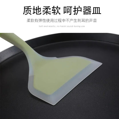 Transparent Two-color Silicone Wide Mouth Frying Spatula Translucent Jade Cooking Spatula Kitchen Utensils Silicone Spatula