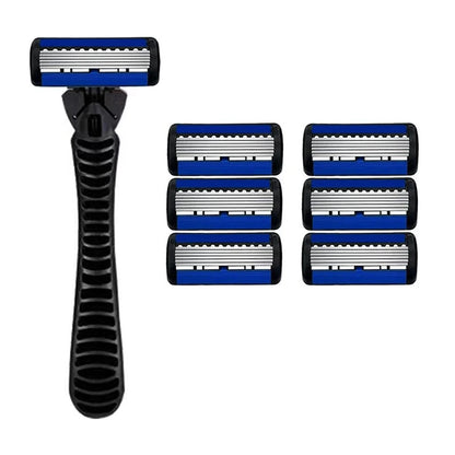 Maquinilla de afeitar de seguridad Razor Classic de 6 capas para hombres y mujeres, cuchillas de afeitar manuales