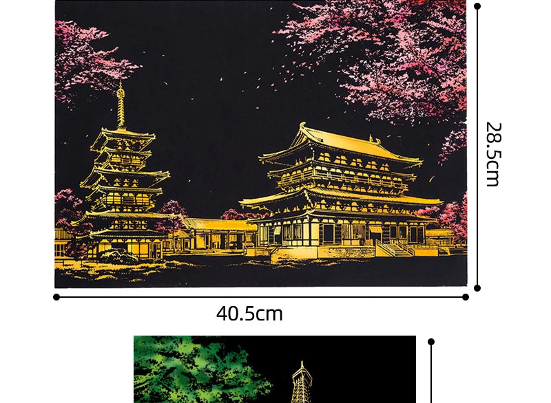 2 Sheets Scratch Paper Art Kit DIY Craft World Landmarks Animals City Scene Stylus Drawing Toy Adult Stress Relief Creative Gift