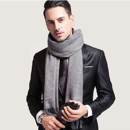 Classic Solid Colors Scarves Men Cashmere Soft Knitted Striped Scarf Long Tassel Neck Warmer Men'S Winter Scarf 2023 New