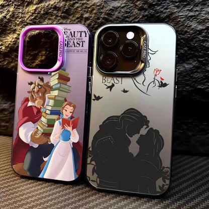 Funda plateada colorida para Apple iPhone 11, 13, 15, Pro Max, 14 Plus, 12, 16, funda de silicona a prueba de golpes, Princesa Bella Disney