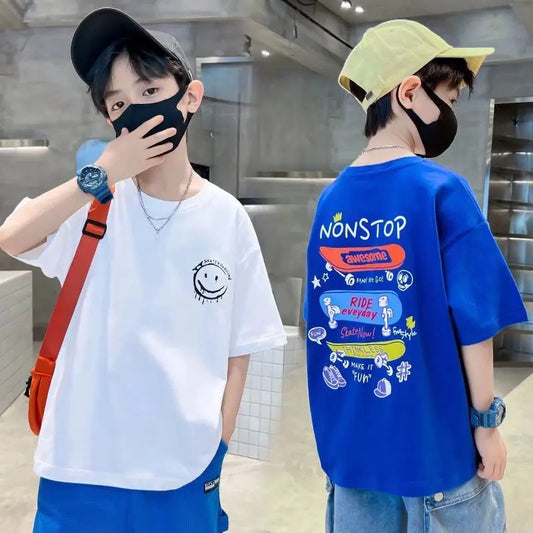 Boys Cartoon Short-sleeved T-shirt Children's Clothing Summer Children's Half-sleeved Top Baby Bottoming Shirt Korean Version