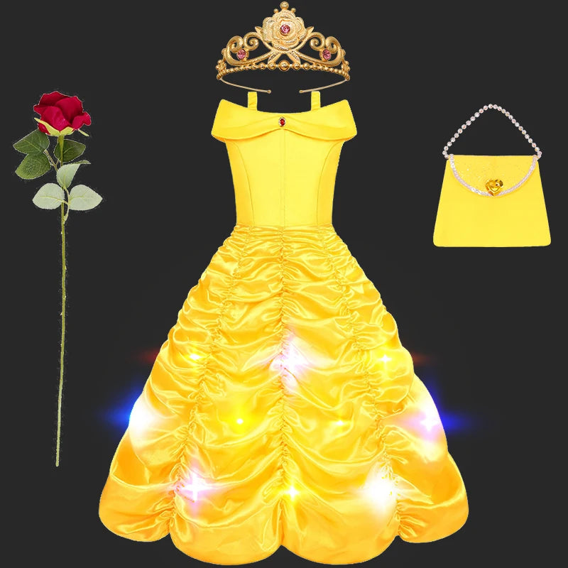 Children's Halloween Role Play Fairy Princess Belle Dress Xmas Carnival Masquerade Performance Birthday Party Fancy Girl Clothes