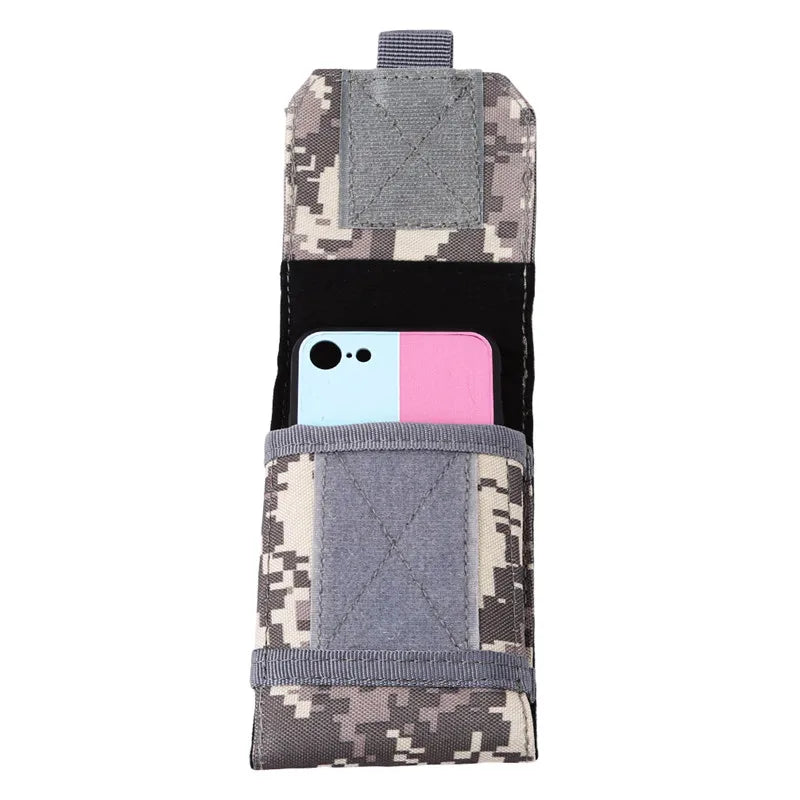 Bolsa de camuflaje para exteriores, soporte para teléfono, funda deportiva para cinturón, impermeable, de nailon, EDC, para caza deportiva, bolsas de camuflaje en mochila