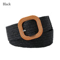 Bohemian Braided Belts for Women Summer Patchwork Straw Woven Belt Wide Waistband Fashion Female Square Buckle Waist Belt