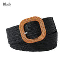 Bohemian Braided Belts for Women Summer Patchwork Straw Woven Belt Wide Waistband Fashion Female Square Buckle Waist Belt