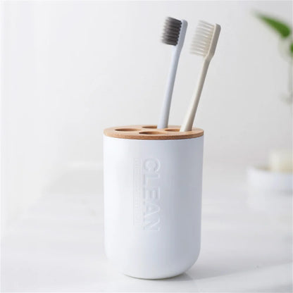 Bathroom Accessories Set Designer Soap Lotion Dispenser Toothbrush Holder Soap Dish Tumbler or wood Bottle Cup Black/White/gray