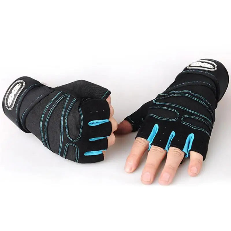 Guantes de entrenamiento de pesas pesadas para gimnasio, fitness, para hombres y mujeres, culturismo, medio dedo, antideslizantes, soporte de muñeca, levantamiento de pesas, deportes