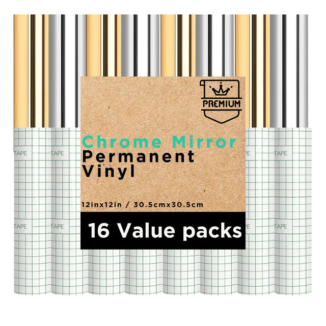 Permanent Adhesive Vinyl for Cricut Machine, Mirror Vinyl Sheets for Decoration, 12in x 12in 