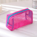 Fashion Mesh Cosmetic Bag Dopamine Large Capacity Lipstick Makeup Bag Transparent Travel Toiletry Bag Travel