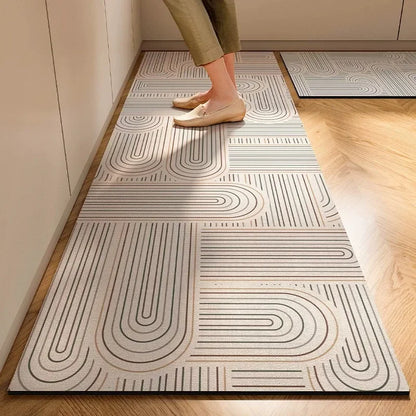 Nueva alfombra de cocina de diatomita suave de estilo japonés, 1 pieza, súper antideslizante, súper absorbente y fácil de manejar.