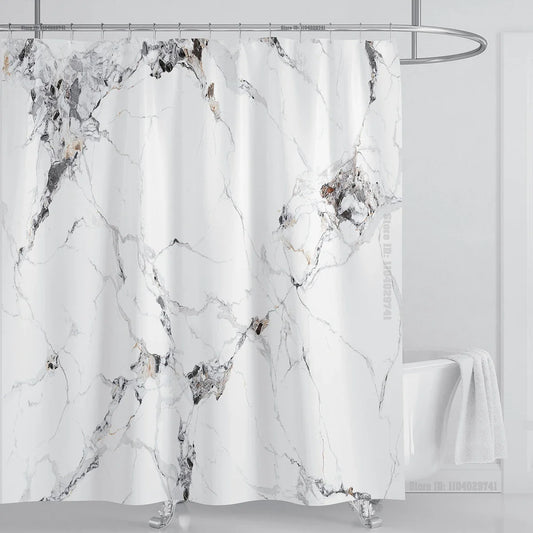 Marble Waterproof Shower Curtain Waterproof Shower Curtain for Bathroom Decor Printed Washable Shower Curtain with Hooks