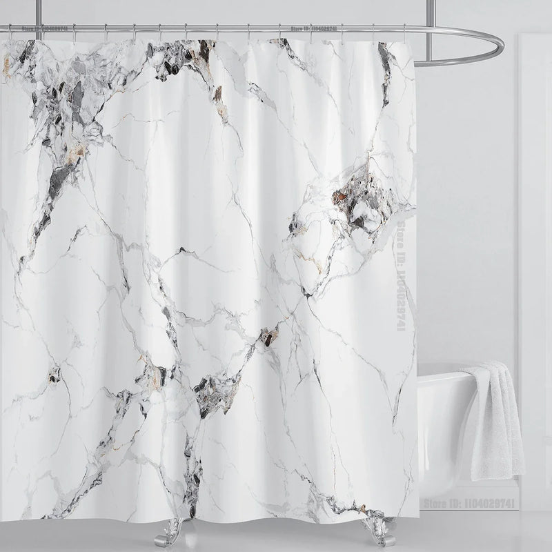 Cortina de ducha impermeable de mármol, cortina de ducha impermeable para decoración de baño, cortina de ducha impresa, lavable, con ganchos
