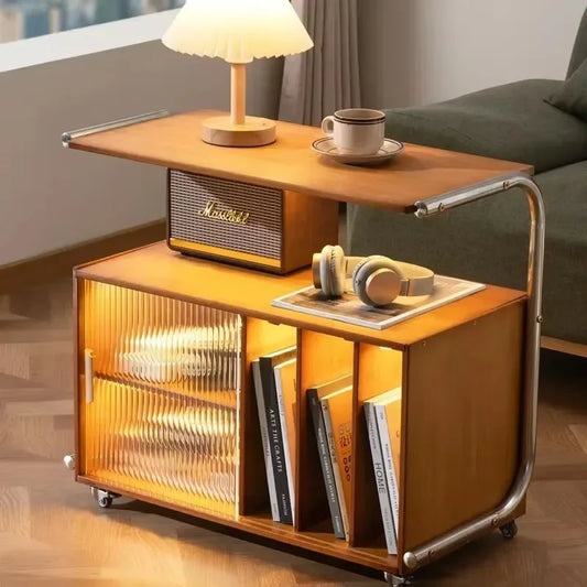 Mesa de sofá extraíble nórdica, armario de almacenamiento de revistas, mesita de noche para dormitorio multifuncional, muebles prácticos para sala de estar