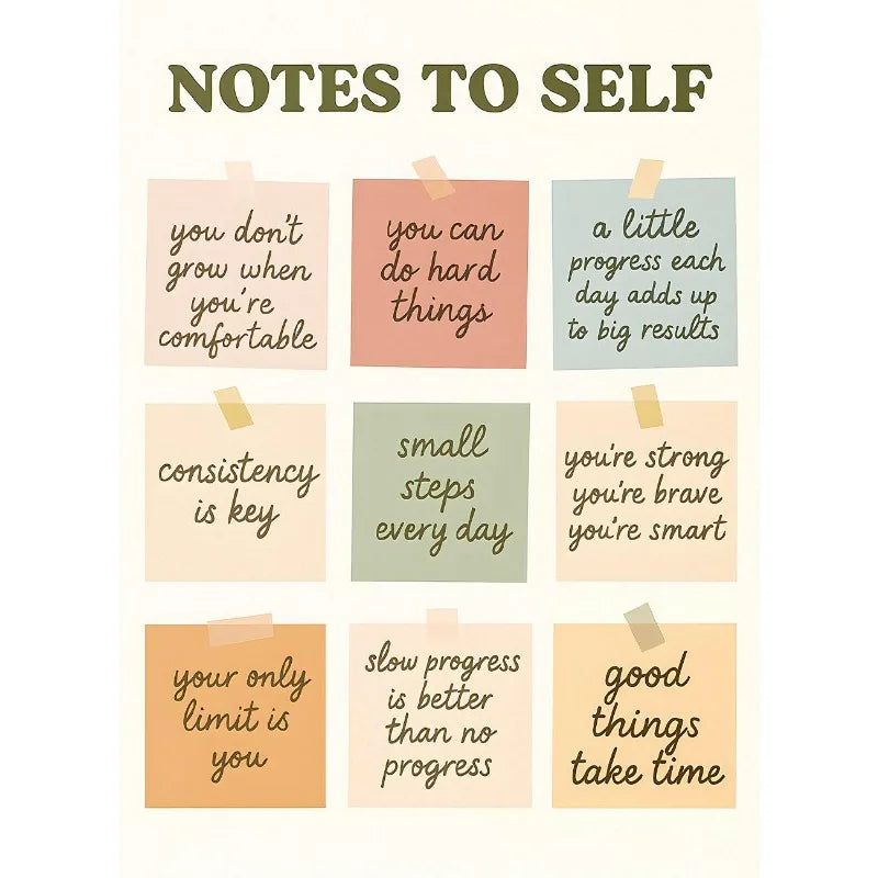 Notes To Self Growth Mindset Motivational Quotes Mental Health Psychological Poster Canvas Painting Wall Pictures Home Decor