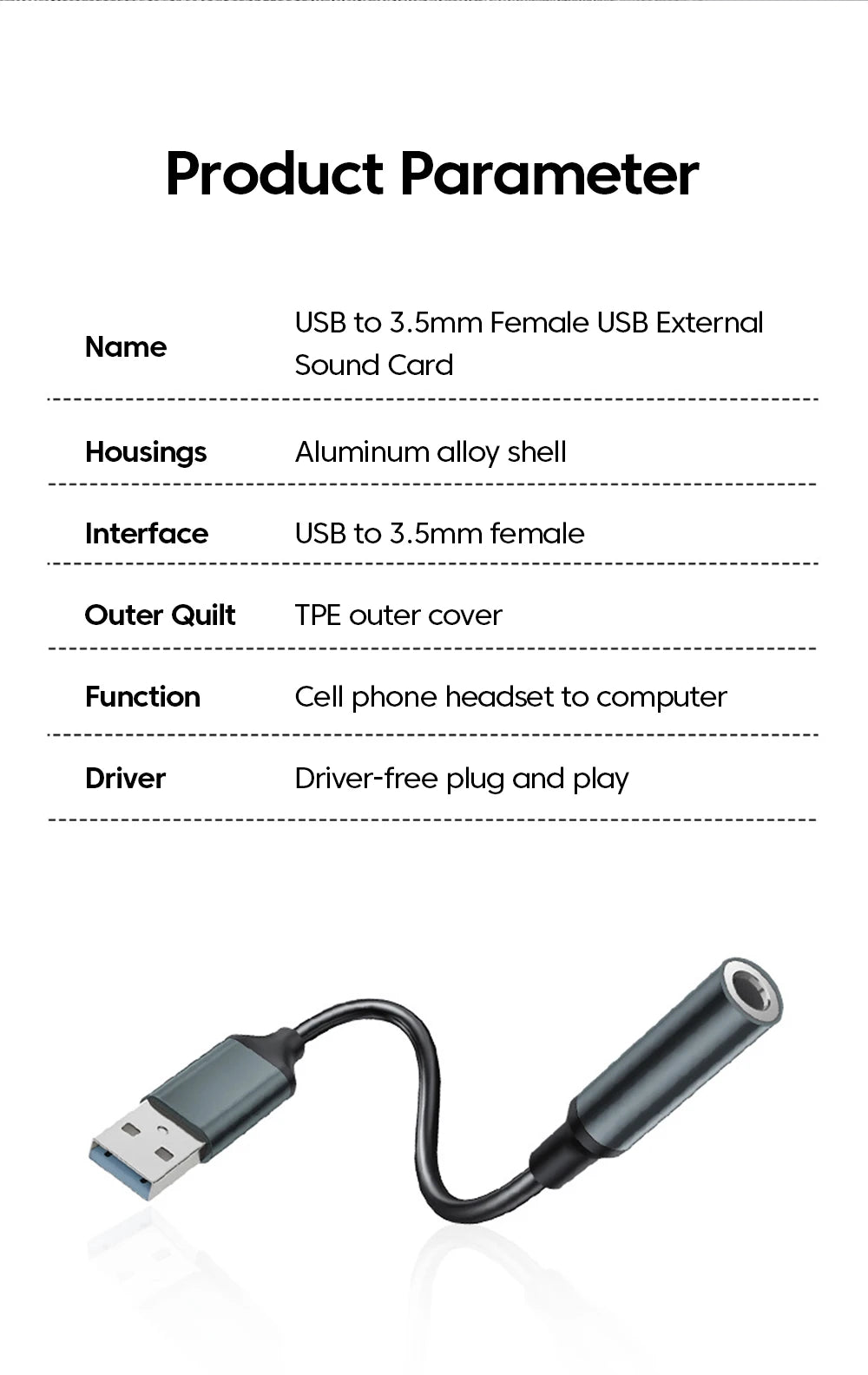 Olaf USB to 3.5mm Audio Jack Adapter USB to 3.5mm Headset/Microphone USB to 3.5 Jack Adapter External Stereo Sound Card For PC