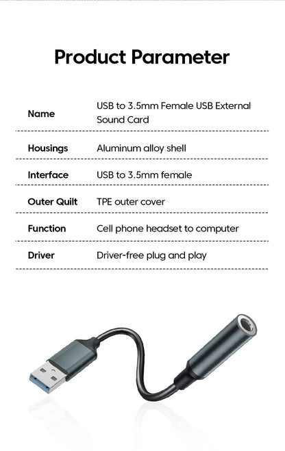Olaf USB to 3.5mm Audio Jack Adapter USB to 3.5mm Headset/Microphone USB to 3.5 Jack Adapter External Stereo Sound Card For PC