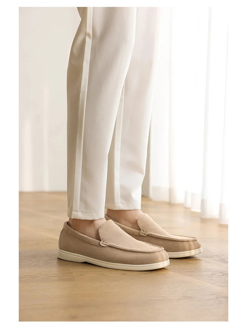 Men's Flat Loafers 2025 Frosted Suede Flat Shoes Comfortable Non-Slip Fashion Loafers Lightweight Trendy Outdoor Casual Shoes