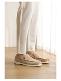 Men's Flat Loafers 2025 Frosted Suede Flat Shoes Comfortable Non-Slip Fashion Loafers Lightweight Trendy Outdoor Casual Shoes