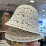 Hollow Out Crochet Sun Hat Wide Brim Bucket Hat Knitted Fisherman Hat Foldable Visor Small Fresh Simple Outdoor Casual Beach Cap