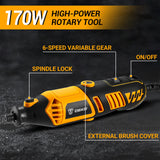 DEKO Kit de herramientas rotativas de 220v, herramientas rotativas manuales eléctricas Mini para madera/Metal, máquina perforadora amoladora eléctrica