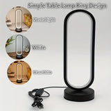 1PC Table lamp Bedroom Ring Table Lamp Living Room Black and White USB Dimming Bedside Lamp LED Small Night Light