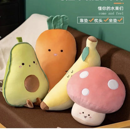 Peluche de aguacate, plátano, zanahoria y hongo, para dormir, cama, sofá, regalo de cumpleaños, nueva idea