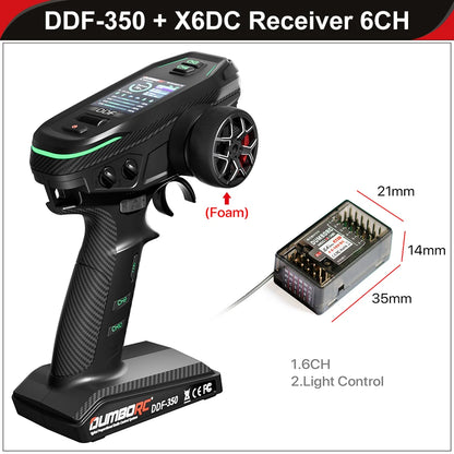 Control remoto digital DUMBORC 2.4G 10CH DDF-350, transmisor con receptor para coche, barco, tanque, sistema LCD FHSS