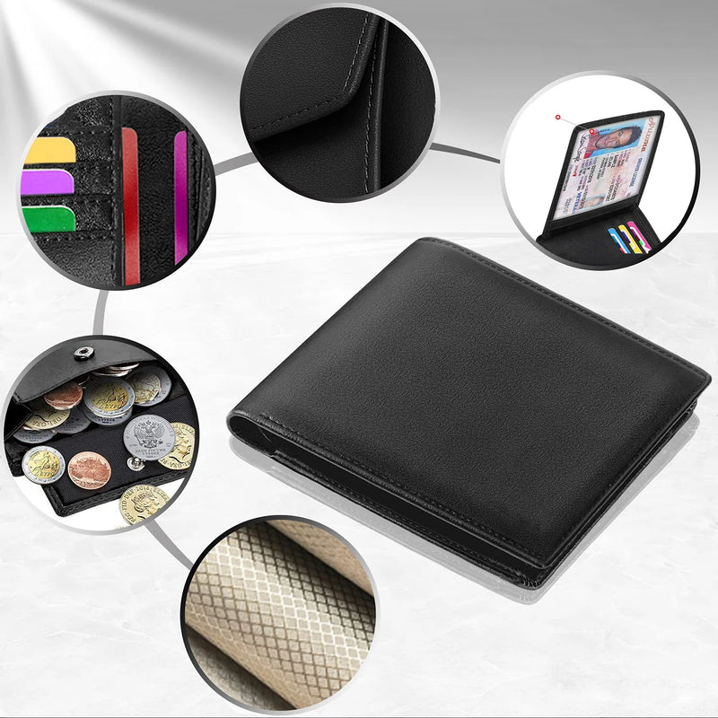 Wallets Mens Slim RFID Blocking Genuine Leather with Coin Pocket  2 Banknote Compartments 10 Credit Card Holders Wallet for Men