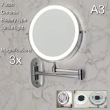 Wall Folding Makeup HD Mirror Double Side Fill Light Magnifying USB Charging Led Tricolor Dimming Bathroom Cosmetic Mirrors
