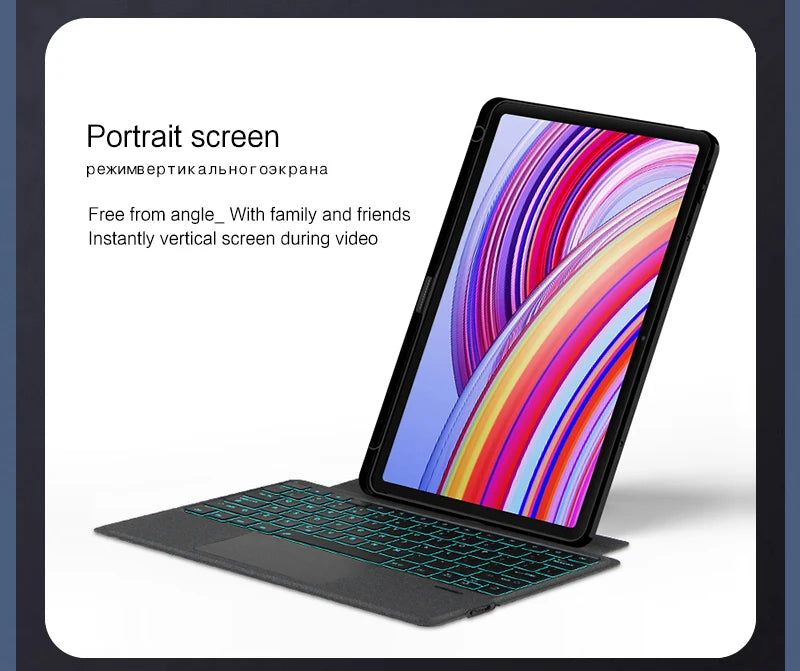AJIUYU Backlight Magic Keyboard For XiaoMi Redmi Pad Pro 12.1 inch Folio Smart Case Portuguese Spanish Arabic Keyboard Cover