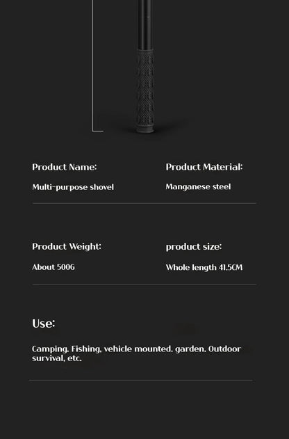 Multifunctional garden shovel for camping, suitable for camping/fishing/wild survival, etc. Shovel. Pickaxe and hoe three-in-one