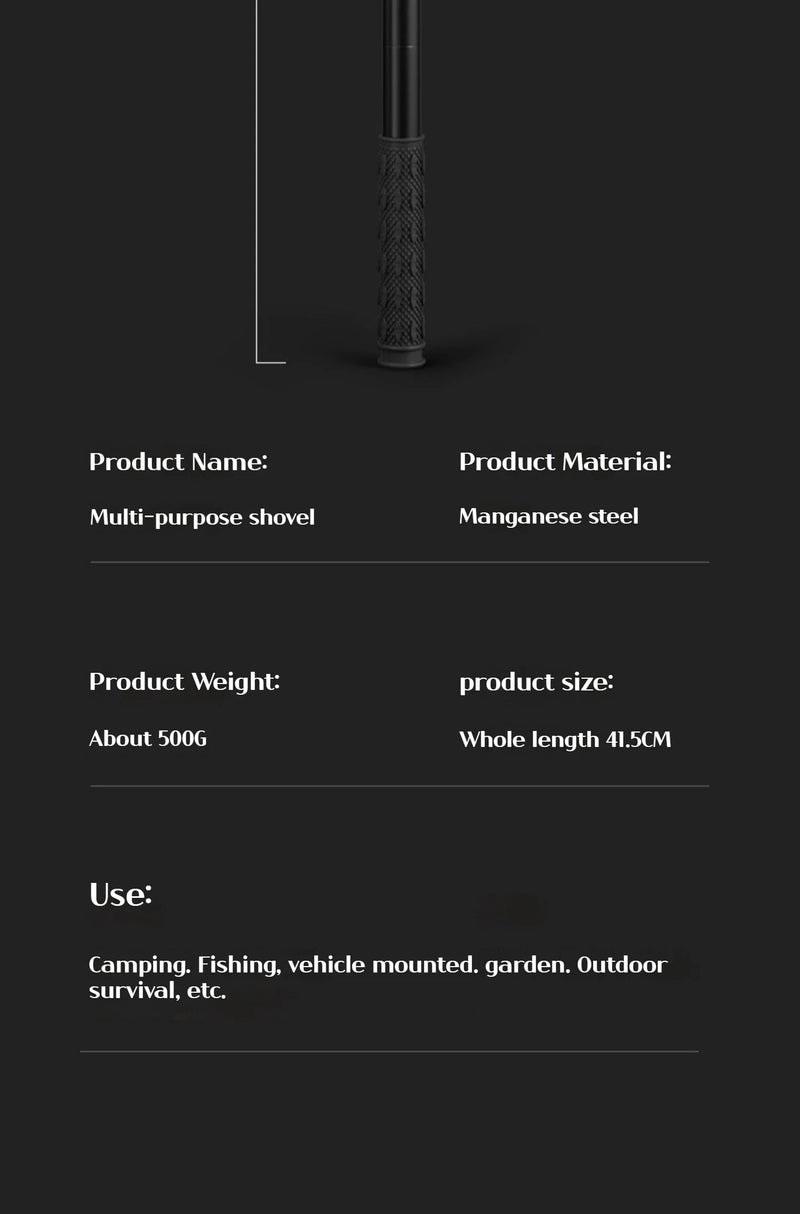 Multifunctional garden shovel for camping, suitable for camping/fishing/wild survival, etc. Shovel. Pickaxe and hoe three-in-one
