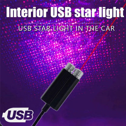 Lámpara de proyección de estrellas USB de 2 cabezales, luces decorativas LED ajustables para decoración de interiores de coche o boda, proyector de techo, luz nocturna 