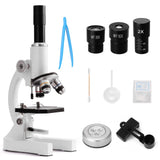 Microscopio óptico monocular 64X-2400X para niños de primaria, ciencias, biología experimental, microscopio digital