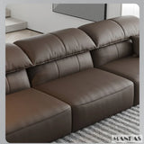 Electric Genuine Leather Sofa Bed Convertible Recliner – Modern Sectional Sleeper Couch with Adjustable Seats and Chaise Lounge