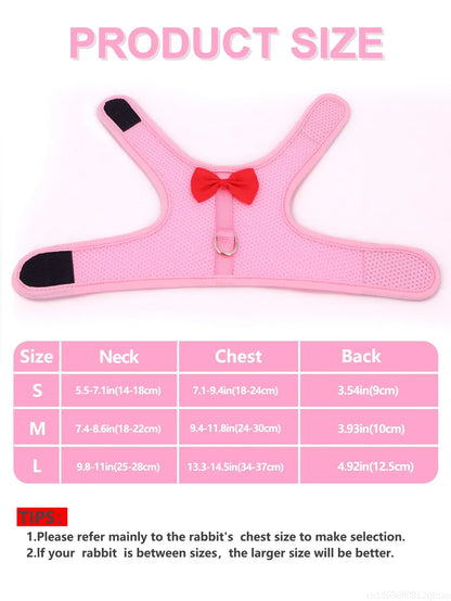 Rabbit Harness Soft Mesh Small Pet No Pull Comfort Padded Vest for Bunny Guinea Pigs Squirrels and Other Small Animal