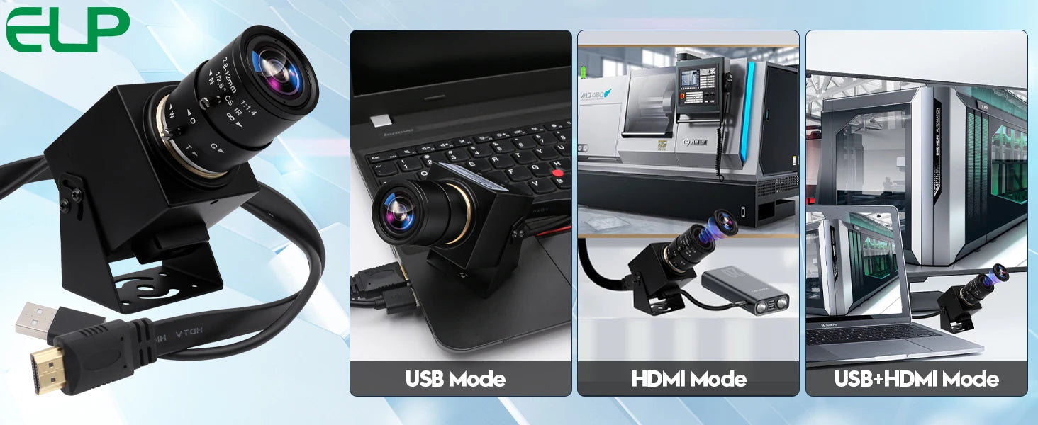 ELP 4K HDMI Camera H.264 Video Conference USB Camera with 2.8-12mm Manual Zoom Lens IMX415 Industrial CCTV Camera for Windows