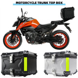 65/55/45L Aluminum Silvery Motorcycle Top Box Waterproof Rear Luggage Case Motorbike Trunk Tail Helmet Box Quick Release Toolbox